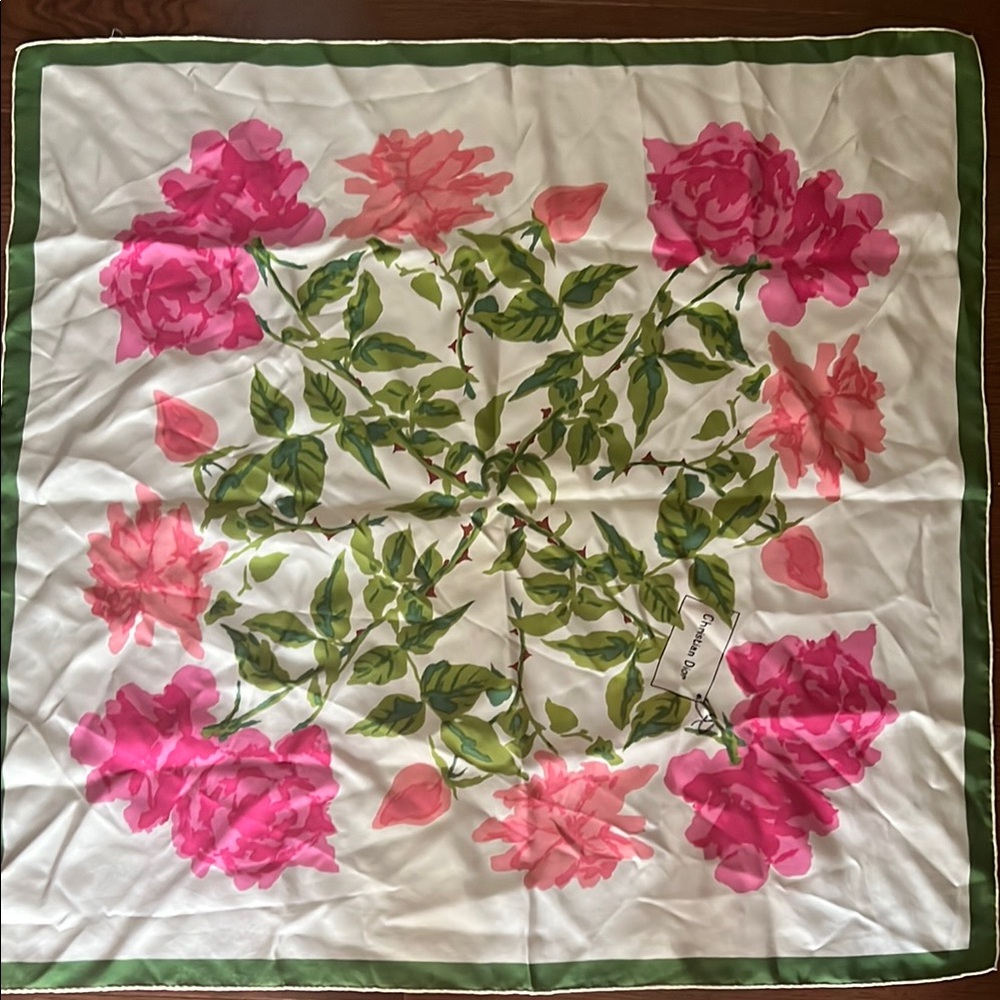 Dior Floral Silk Scarf - Pink and Green